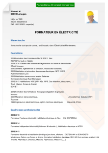 Recrutement CV FORMATEUR EN ÉLECTRICITÉ - réf