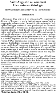 Saint Augustin ou comment Dieu entre en théologie