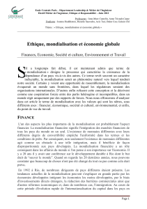 Ethique, mondialisation et économie globale