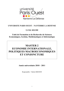 master 2 economie internationale, politiques