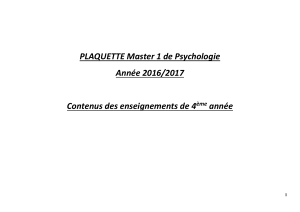 PLAQUETTE Master 1 de Psychologie Année 2016/2017 Contenus