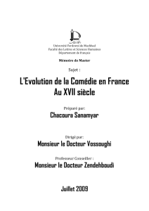 L`Evolution de la Comédie en France Au XVII siècle