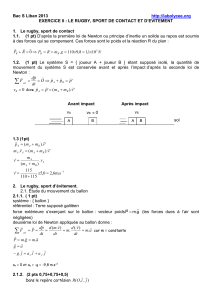 Exercice II Le rugby, sport de contact et d`évitement (8 points)