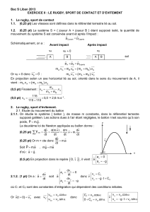 Exercice II Le rugby, sport de contact et d`évitement