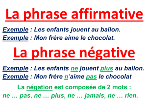 La phrase affirmative Exemple : Les enfants jouent au ballon