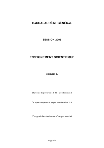 BACCALAURÉAT GÉNÉRAL SESSION 2005 ENSEIGNEMENT