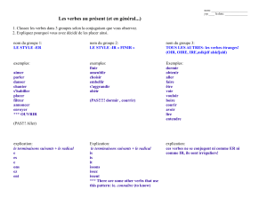 nom: j-p:____ la date: Les verbes au présent (et en général...) 1