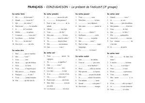 FRANÇAIS – CONJUGAISON : Le présent de l`indicatif (3e groupe)