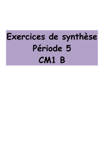 Exercices de synthèse Période 5 CM1 B Synthèse 1 : le passé