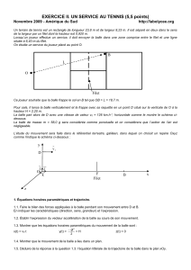EXERCICE II Un service au tennis (5,5 points)