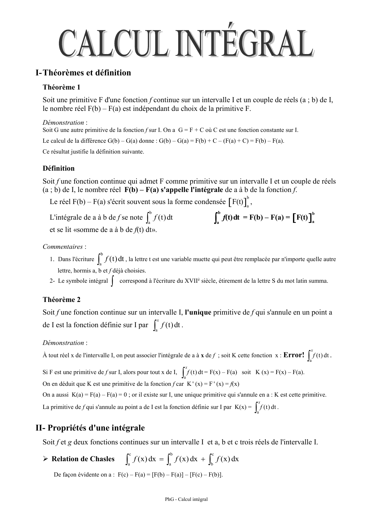 Calcul Integral