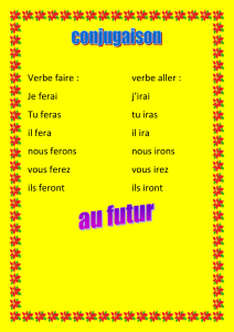 conjugaison Verbe faire : verbe aller : Je ferai j`irai Tu feras tu iras il