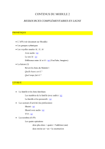 CONTENUS DU MODULE 2