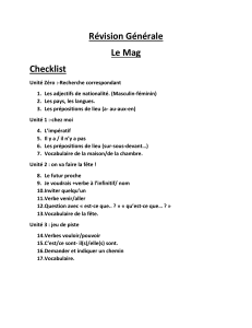 Révision Générale Le Mag Checklist Unité Zéro :
