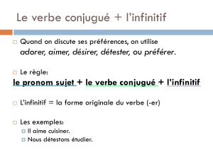le pronom sujet + le verbe conjugué + l`infinitif