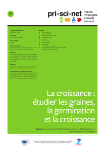 La croissance : étudier les graines, la germination et la croissance