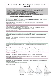 Chapitre 10 Triangles, Triangles rectangles et