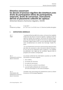Directive Devoirs d`annonce réguliers