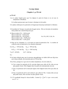 Corrigé chimie Chapitre 1, p. 59 à 64