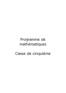 Programme de mathématiques Classe de cinquième