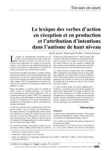 Le lexique des verbes d`action en réception et en production et l