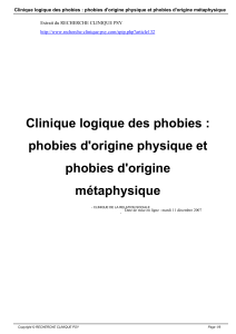 phobies d`origine physique et phobies d`origine métaphysique