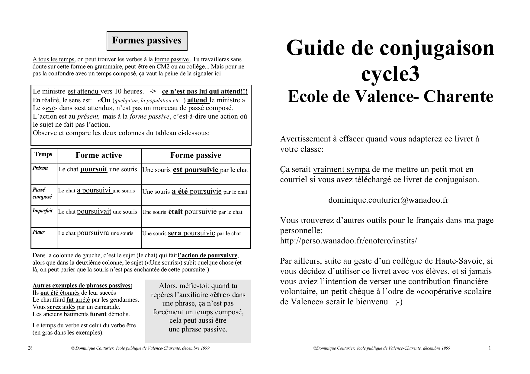 Guide De Conjugaison Cycle3