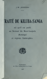 Traité de kiluba-Sanga, tel qu`il est parlé au secteur du Haut