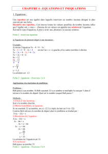 chapitre 4 : equations et inequations