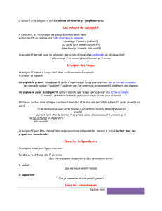 Yassine Amri Les valeurs du subjonctif L`emploi des temps Dans les