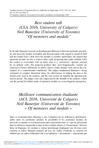 Best student talk (CLA 2016, University of Calgary)