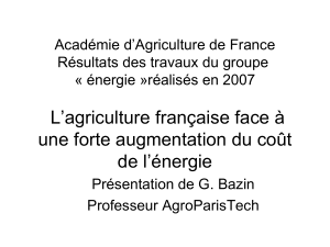 Agriculture française et coût de l`énergie