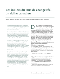 Les indices du taux de change réel du dollar canadien