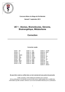 UE 1 : Atomes, Biomolécules, Génome, Bioénergétique