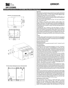 SR125SMS Stop Motion Sensing Unit Instruction Sheet