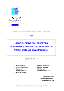 Mise en oeuvre du décret du 15 novembre 2006 sur l`interdiction de