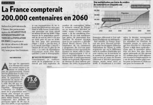 La France compterait 200.000 centenaires en 2060