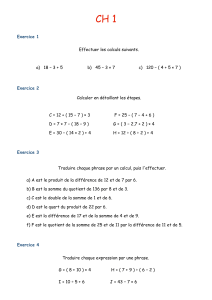 Calculer en détaillant les étapes. C = 12 + ( 15 − 7 ) × 3 F = 25 − ( 7