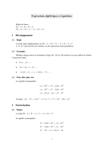 Expressions algébriques et équations 1 Développement 2