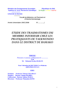 etude des traumatismes du membre inferieur chez les pratiquants