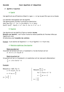 cours équations et inéquations