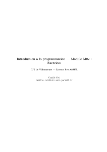 Introduction à la programmation — Module M02 : Exercices