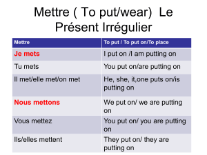 Mettre ( To put/wear) Le Présent Irrégulier