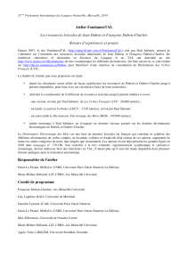 Atelier FondamenTAL Les ressources lexicales de Jean Dubois et