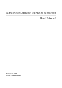 La théorie de Lorentz et le principe de réaction