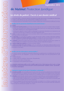 Septembre 2012 de Matmut Protection Juridique Les droits du patient