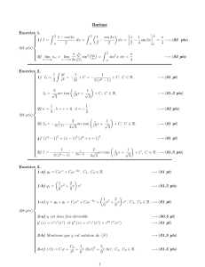 Bar9me Exercice 1. (04 pts) ( (((((* ((((([ # I φ / 1 cos 2x 2 dx φ / cos