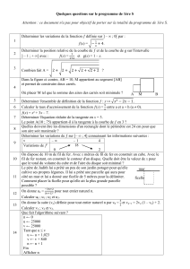 Quelques questions sur le programme de 1ère S Attention : ce