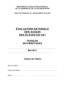 Evaluation Nationale CE1-2011 CE