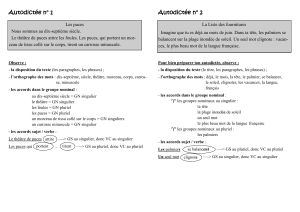 Autodictée n° 1 Autodictée n° 2